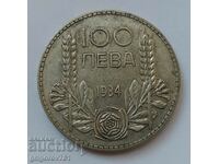 100 лева сребро България 1934 -  сребърна монета #105