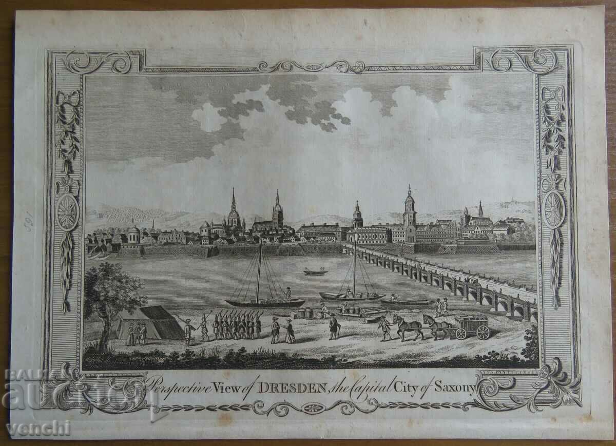 1782 - ГРАВЮРА - ДРЕЗДЕН, САКСОНИЯ - ОРИГИНАЛ