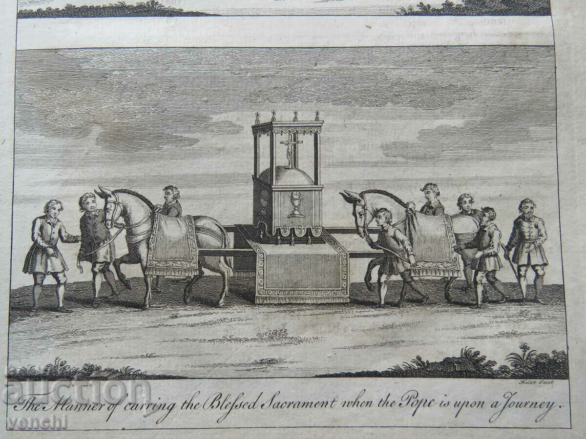 Auction 1727 - ENGRAVING - The Pope traveling - ORIGINAL Auction 1727 - ENGRAVING - The Pope traveling - ORIGINAL