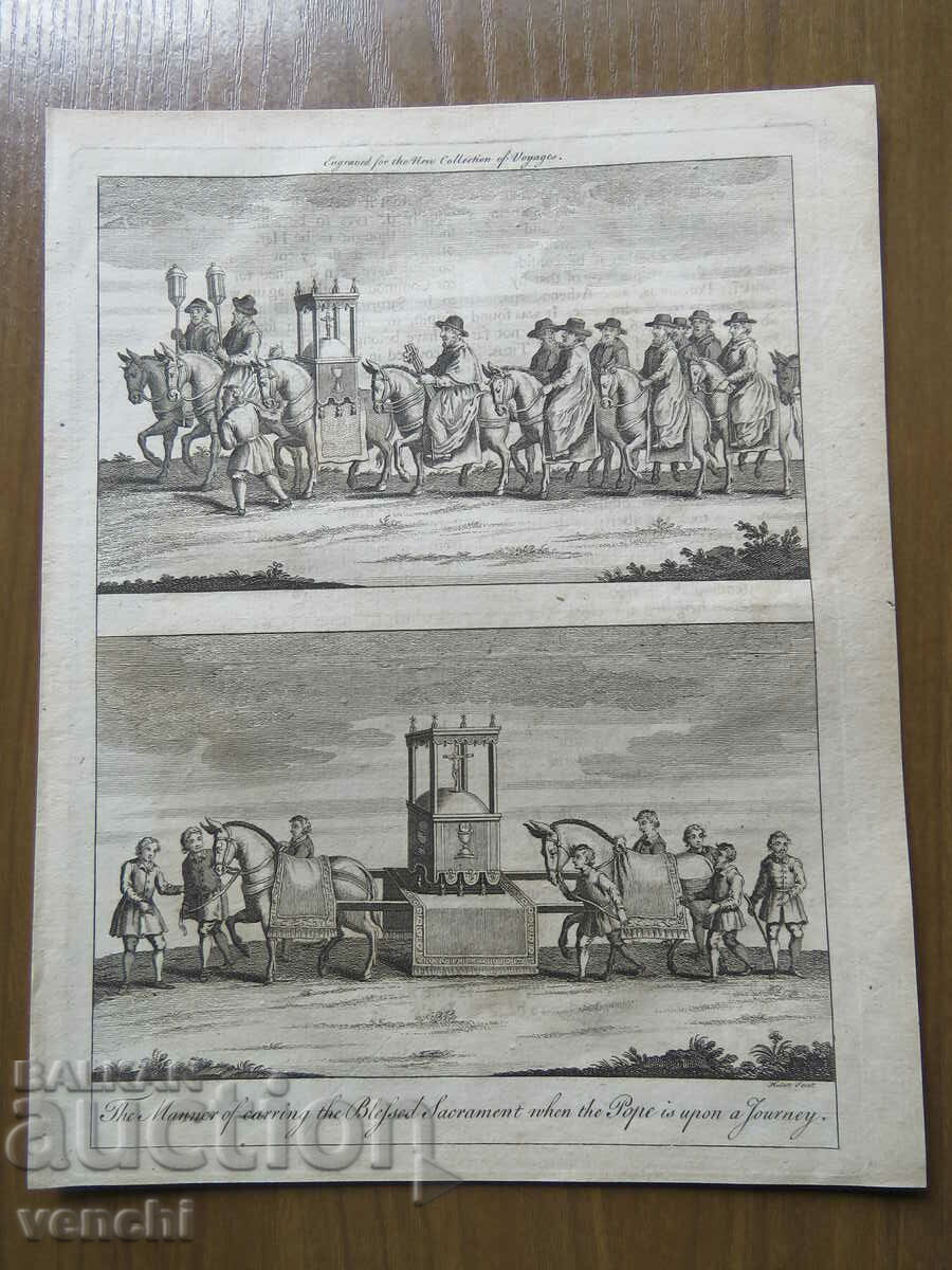 1727 - ENGRAVING - The Pope travels - ORIGINAL