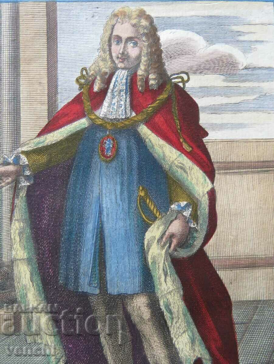 1741 - GRAVURĂ - Cavaler al Ordinului Sfântului Mihail - ORIGINAL cu preț € 29.99 | 58.66 BGN