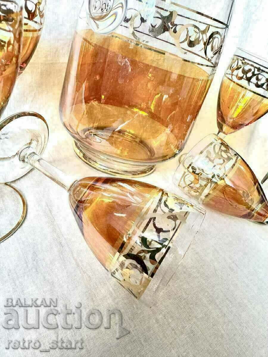 Vintage wine service amber color with gilding with price 60.00 BGN | € 30.68