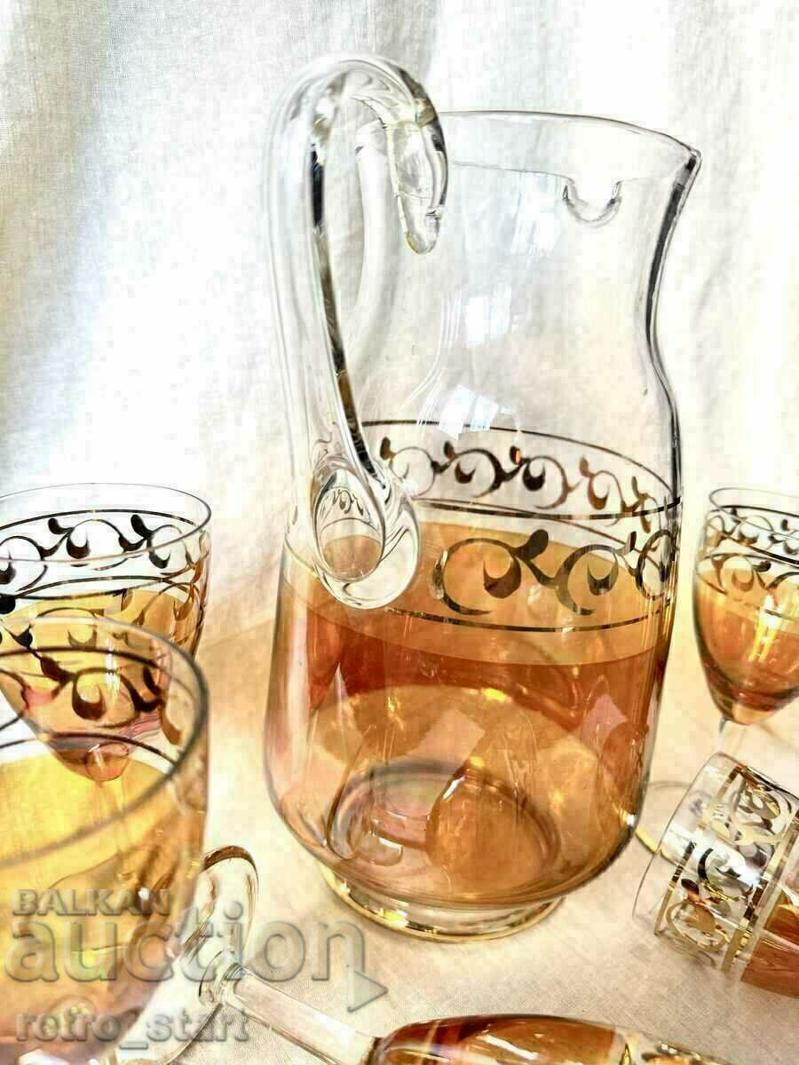 Auction  Vintage wine service amber color with gilding