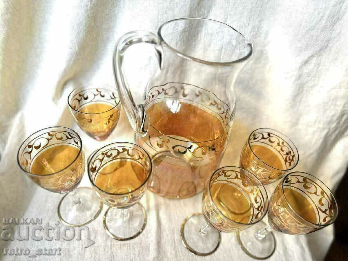 Vintage wine service amber color with gilding - 5