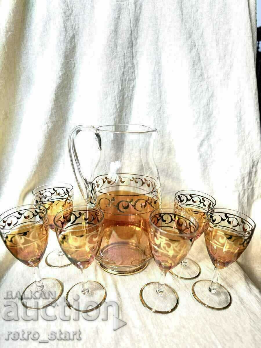 Vintage wine service amber color with gilding - 6