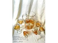 Vintage wine service amber color with gilding