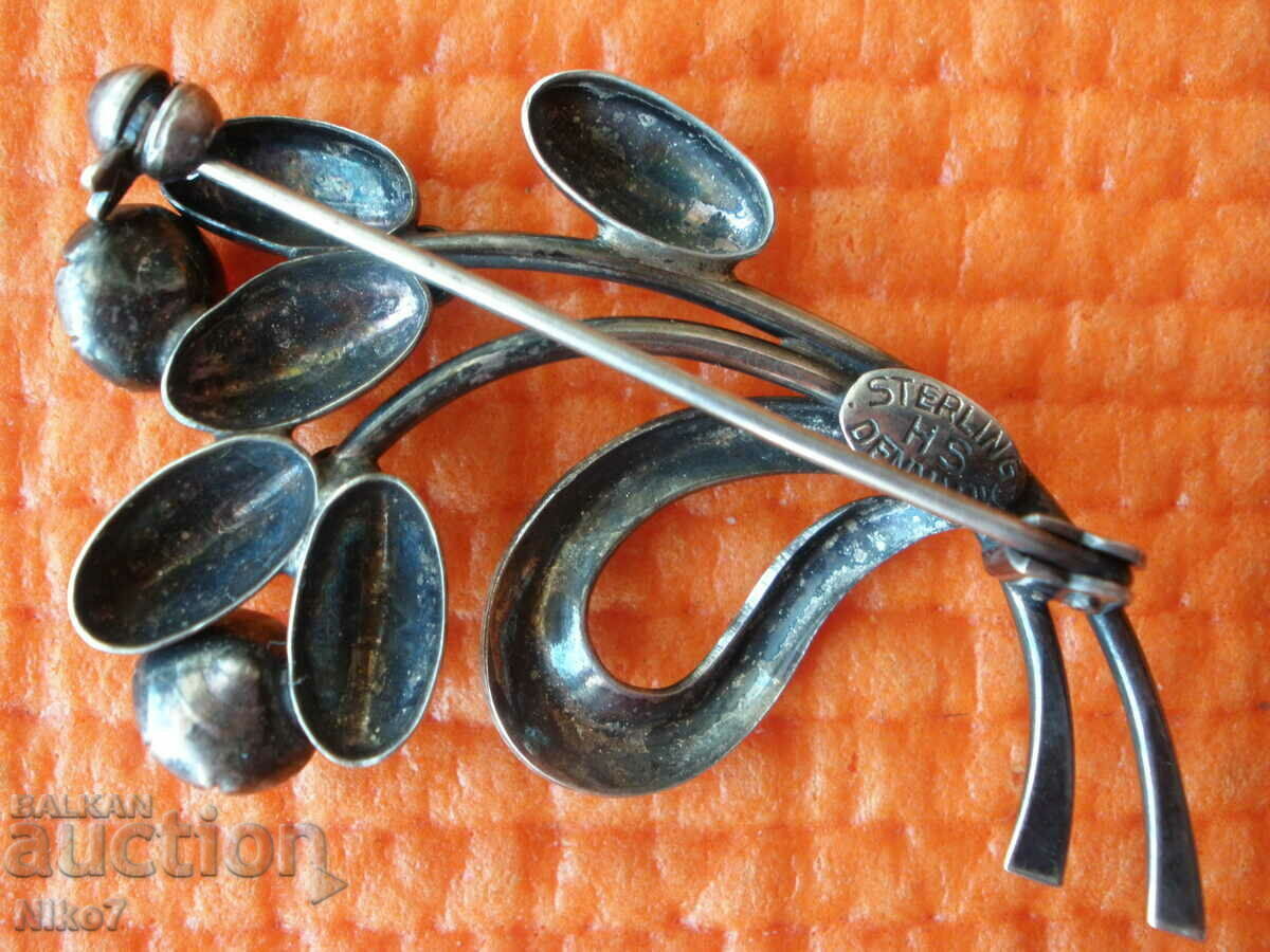 Vintage-1950, silver designer brooch with purple amethyst. - 5 Vintage-1950, silver designer brooch with purple amethyst. - 5