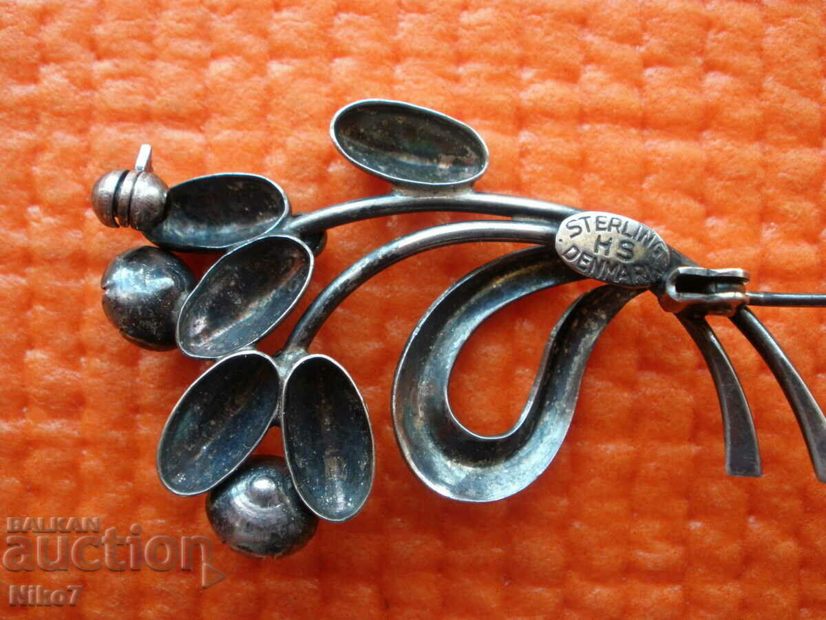 Vintage-1950, silver designer brooch with purple amethyst. - 6 Vintage-1950, silver designer brooch with purple amethyst. - 6