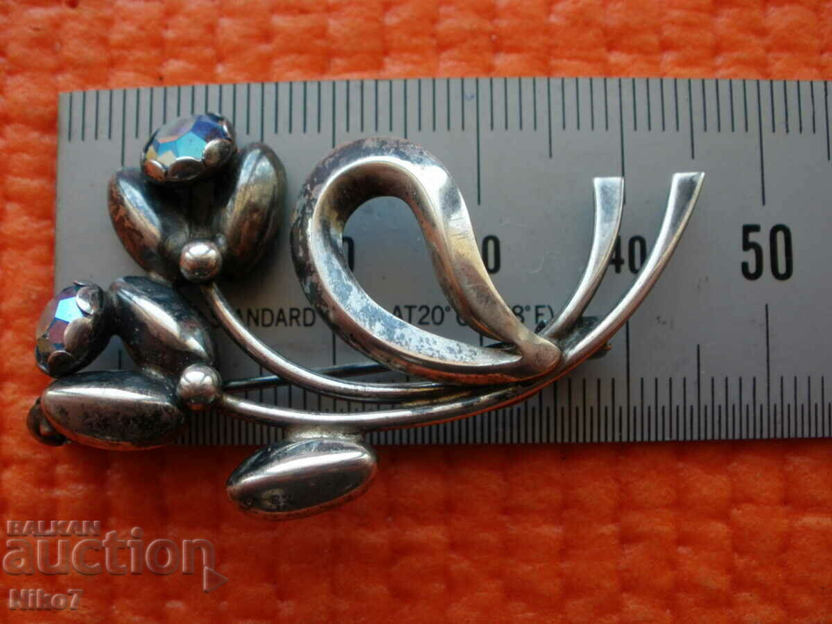 Vintage-1950, silver designer brooch with purple amethyst. - 7 Vintage-1950, silver designer brooch with purple amethyst. - 7