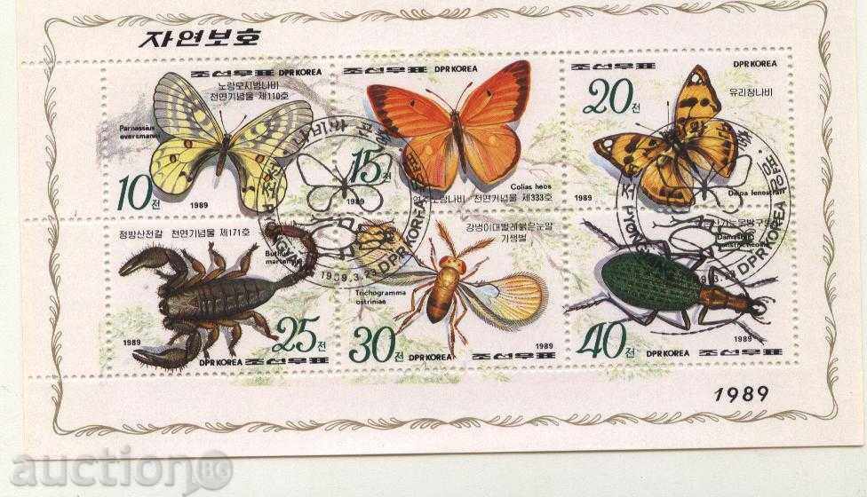 Stamped stamps Insects 1989 από τη Βόρεια Κορέα