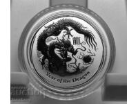 1/2 oz -LUNAR-2012 SILVER AUSTRALIA Anul Dragonului