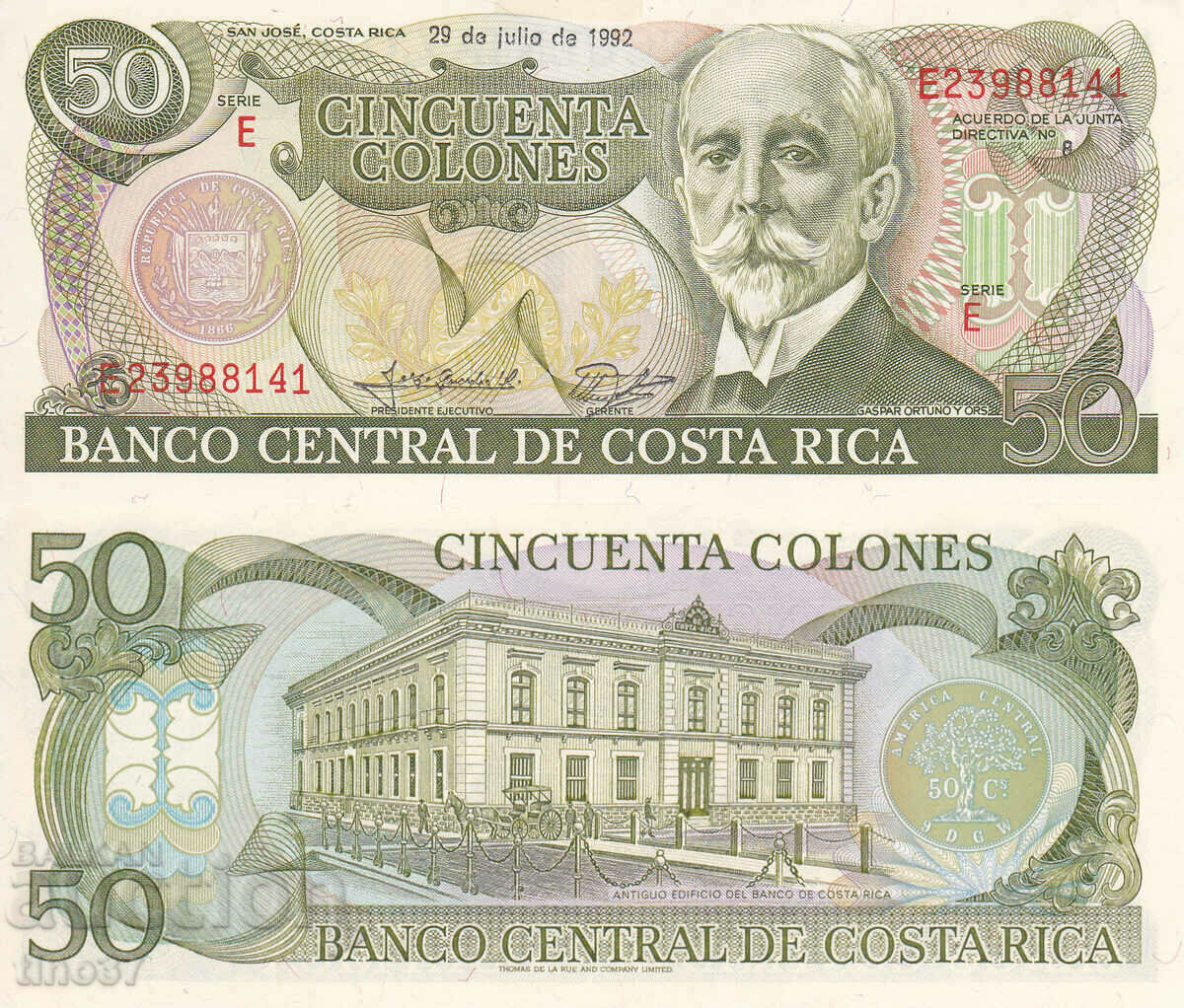 tino37- COSTA RICA - 50 COLONES - 1992 - UNC