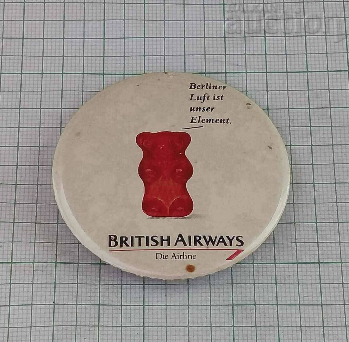 insignă publicitară BRITISH AIRWAYS AIRLINE