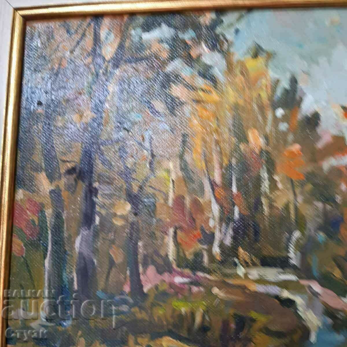 Αυθεντικός πίνακας "Δασικό τοπίο", λάδι, 22x27 εκ. - Εκποίηση με τιμή € 65.00 | 127.13 BGN Αυθεντικός πίνακας "Δασικό τοπίο", λάδι, 22x27 εκ. - Εκποίηση με τιμή € 65.00 | 127.13 BGN