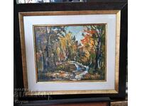 Pictura de autor „Peisaj de pădure”, ulei, 22x27 cm