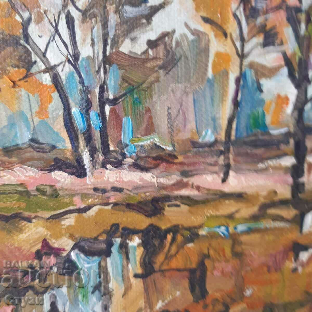 Delivery of Author's painting "Suburban landscape", oil, 22x27 cm Delivery of Author's painting "Suburban landscape", oil, 22x27 cm