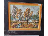 Tablou "Peisaj suburban", ulei, 22x27 cm - Lichidare de stoc