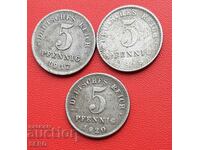 Γερμανία-3x5 Pfennig 1917,1918,1920
