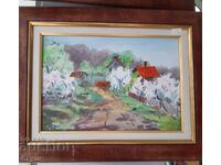 Tablou de Tsvetan Pandov „Peisaj de primăvară”, ulei, 22x31 cm