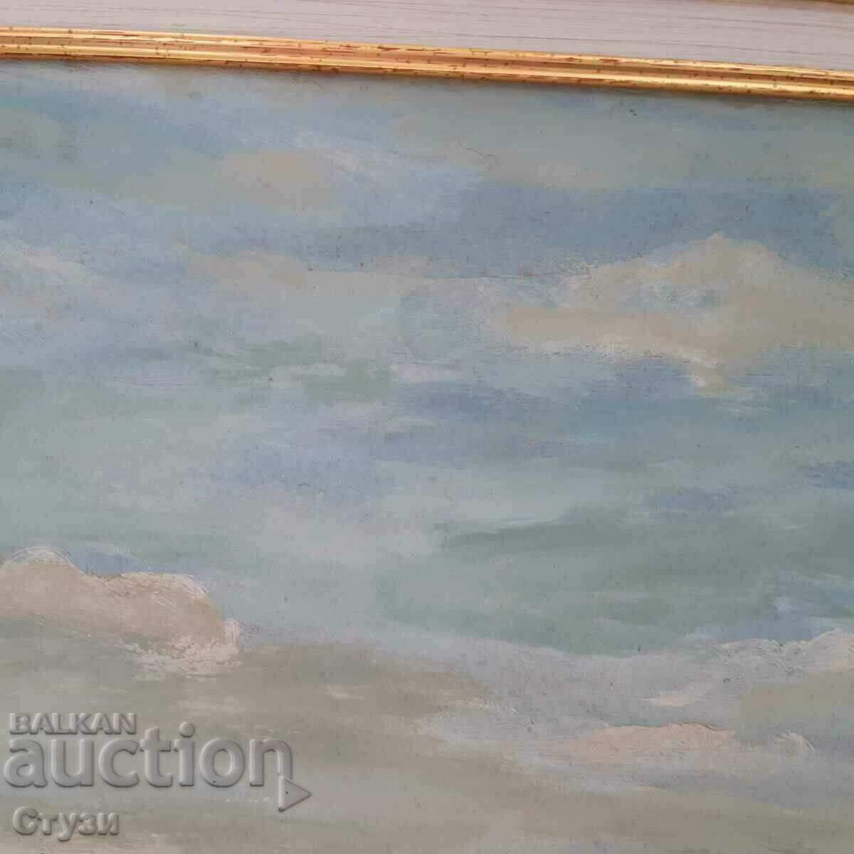 Livrarea Tablou de Marin Monovski „Peisaj cu râu”, ulei, 50x75 cm Livrarea Tablou de Marin Monovski „Peisaj cu râu”, ulei, 50x75 cm