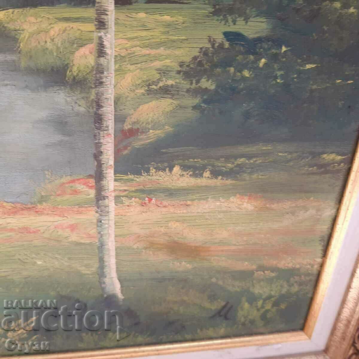 Tablou de Marin Monovski „Peisaj cu râu”, ulei, 50x75 cm - 6 Tablou de Marin Monovski „Peisaj cu râu”, ulei, 50x75 cm - 6