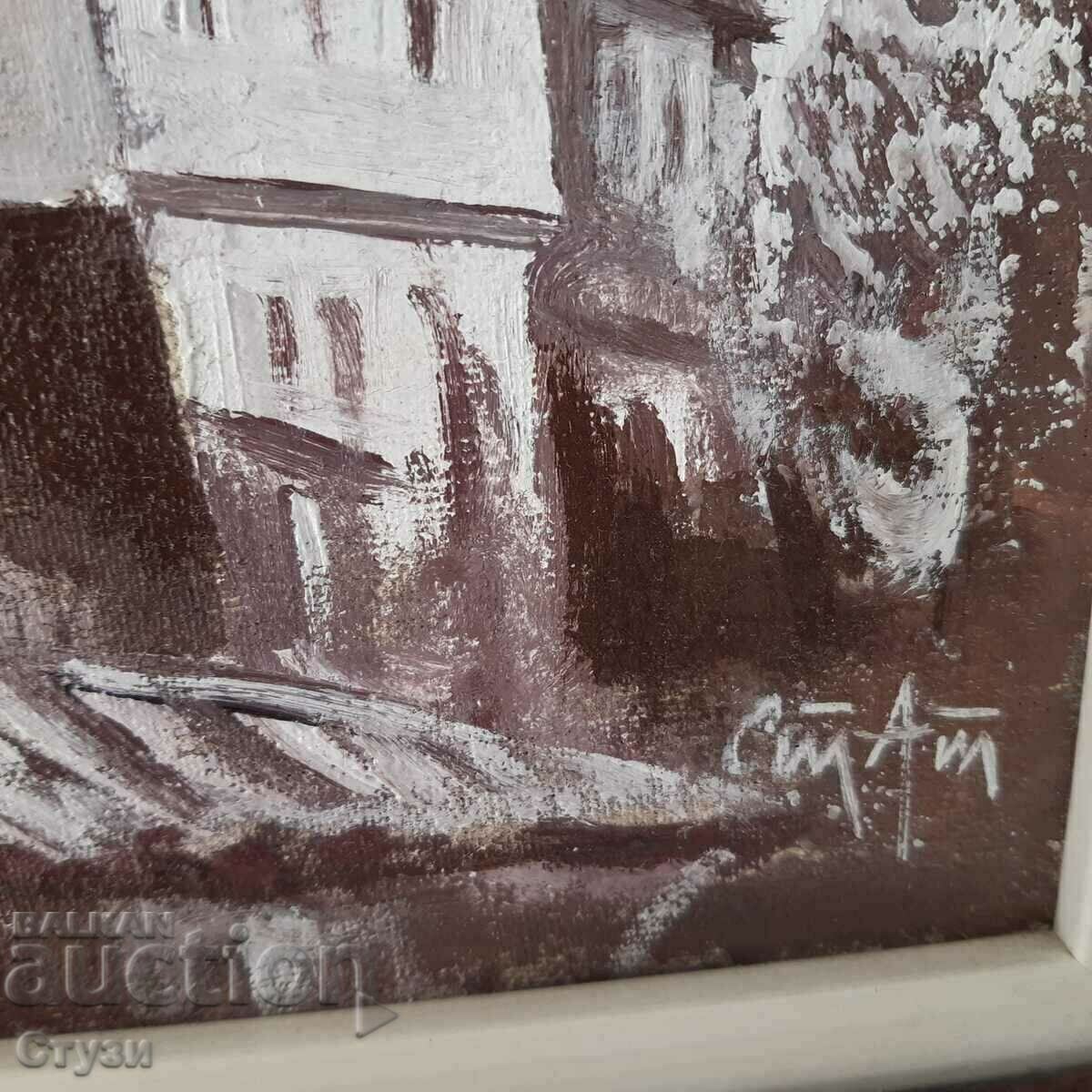 Painting by Stefan Atanasov "V. Tarnovo", oil, 31 x 43 cm - 6 Painting by Stefan Atanasov "V. Tarnovo", oil, 31 x 43 cm - 6