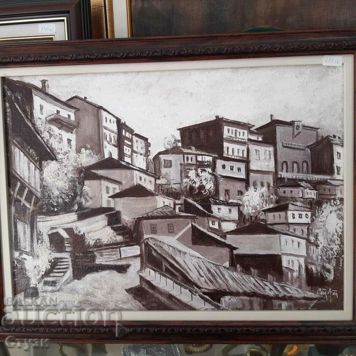 Tablou de Stefan Atanasov "V. Tarnovo", ulei, 31 x 43 cm