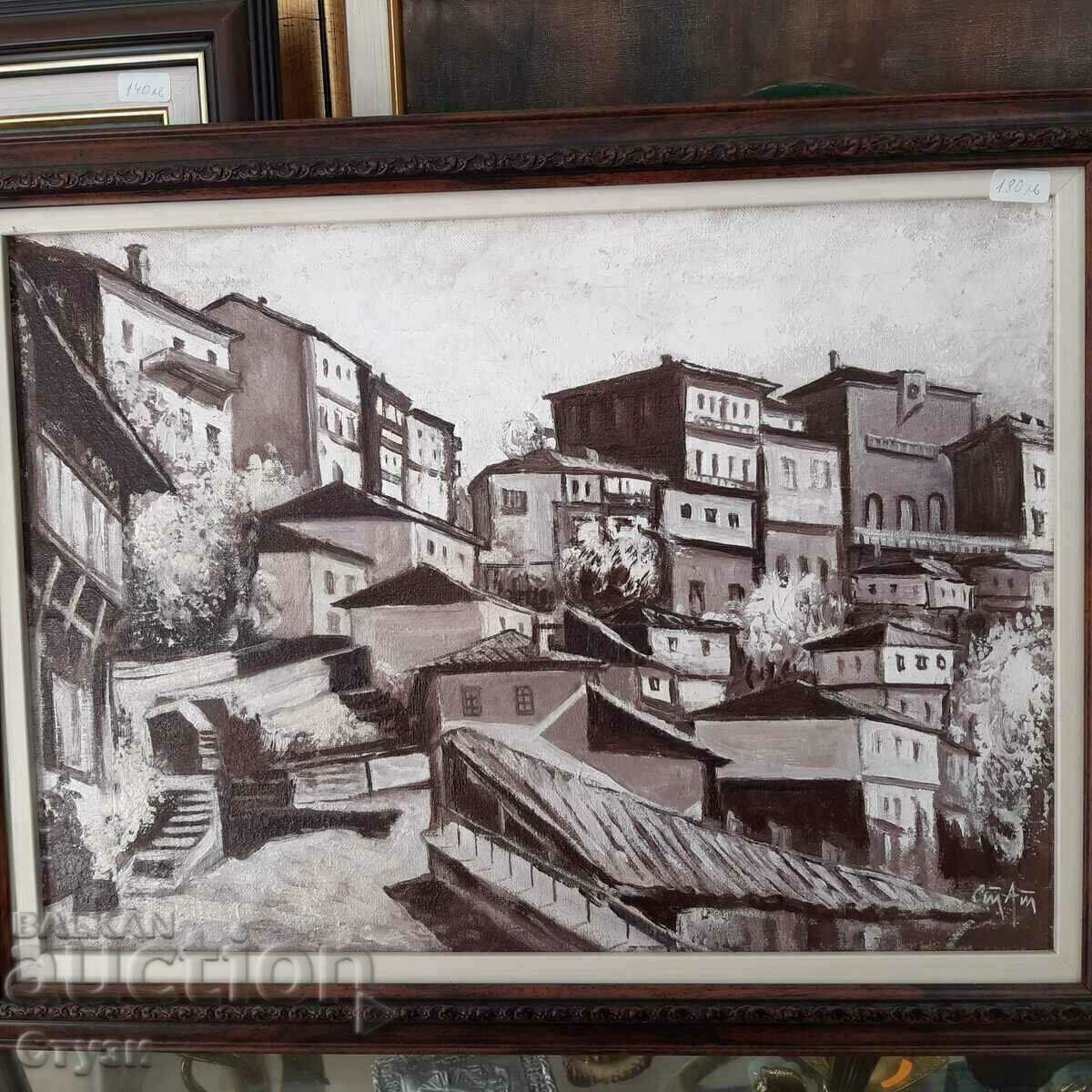 Stefan Atanasov "V.Tarnovo", ulei, 31 x 43 cm-Lichidare Stefan Atanasov "V.Tarnovo", ulei, 31 x 43 cm-Lichidare