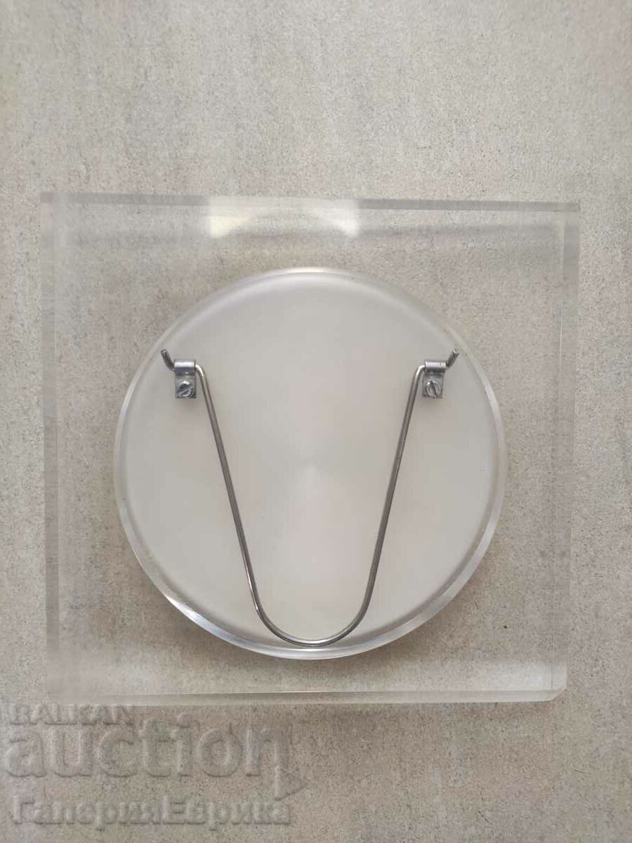 Auction  Bas-relief solid brass in thick plexiglass Dzerzhinsky USSR