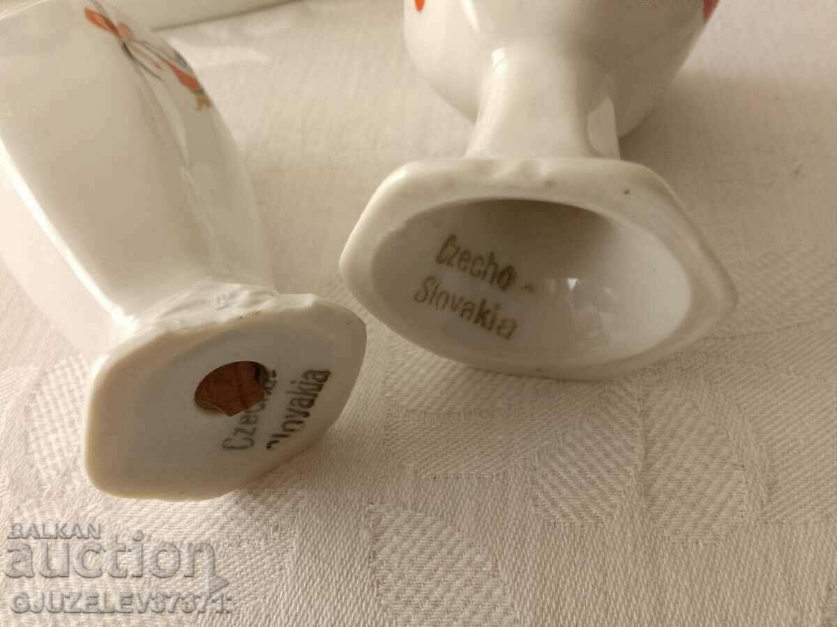 Auction Set of salt shaker and egg cup porcelain Czechoslovakia Auction Set of salt shaker and egg cup porcelain Czechoslovakia