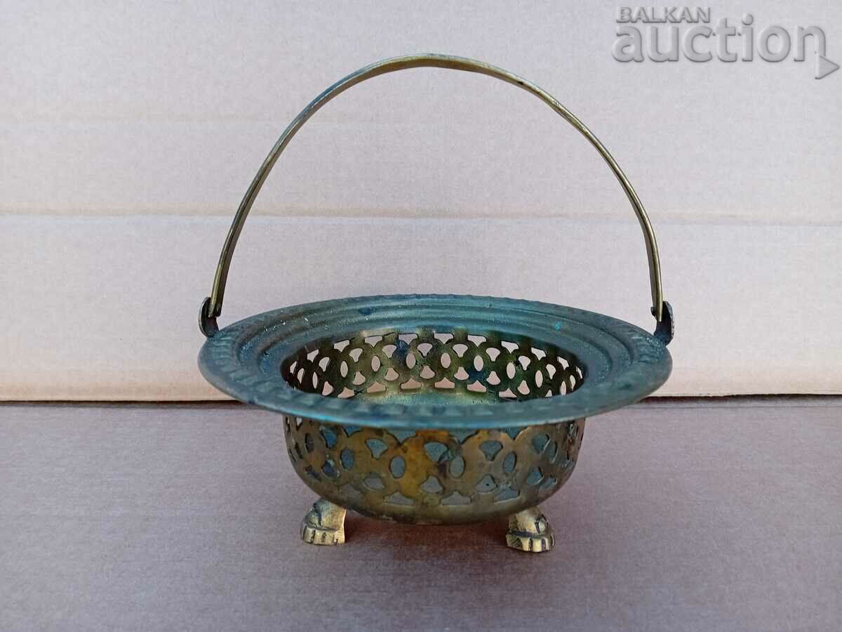 Auction Antique Solid Bronze Candy Box Basket Auction Antique Solid Bronze Candy Box Basket