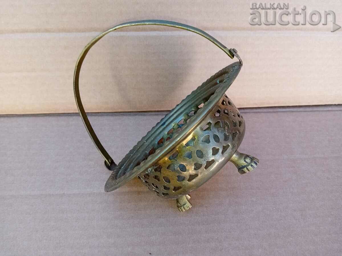 Antique Solid Bronze Candy Box Basket - 5 Antique Solid Bronze Candy Box Basket - 5