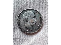 1 лира 1887 г. Умберто I Италия сребро монета