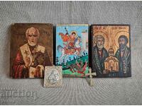 Old Religious Objects and Icon with Royal Crown and Inscription