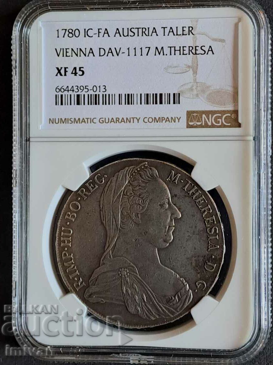 THALER 1780 IC-FA Maria Theresa DAV-1117, Austria, Original