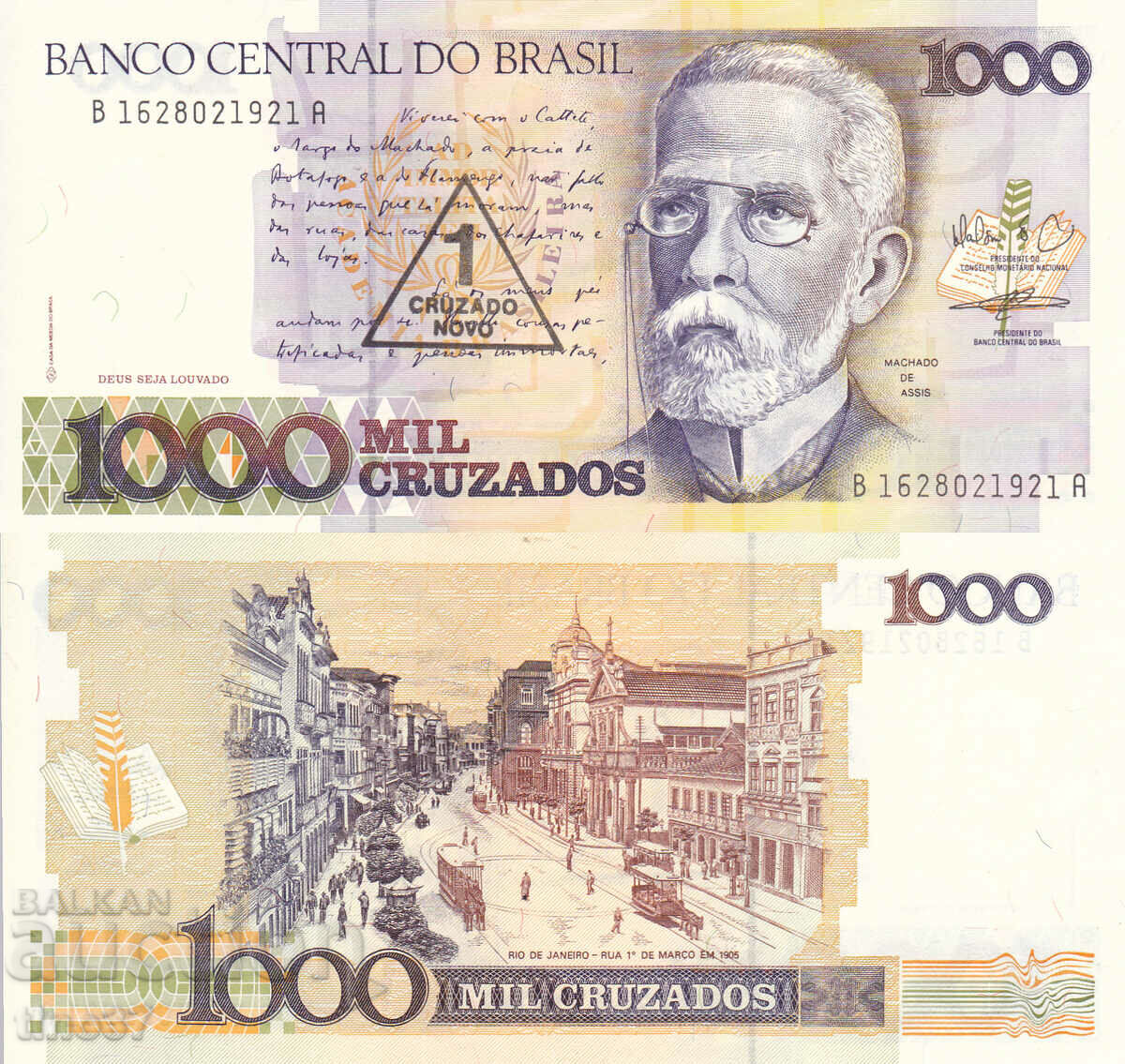 tino37- BRAZILIA - 1000 / 1 NOU / CRUZADOS - 1989 - UNC
