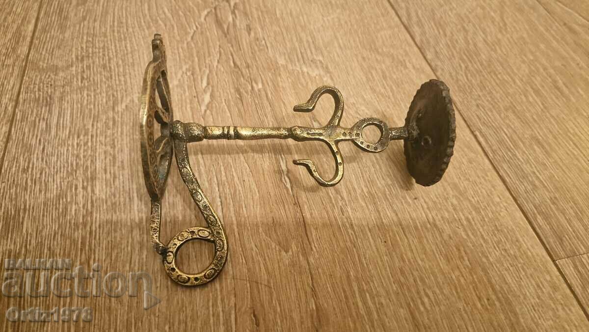 Wrought Pagan Candlestick, Brass. - 5 Wrought Pagan Candlestick, Brass. - 5