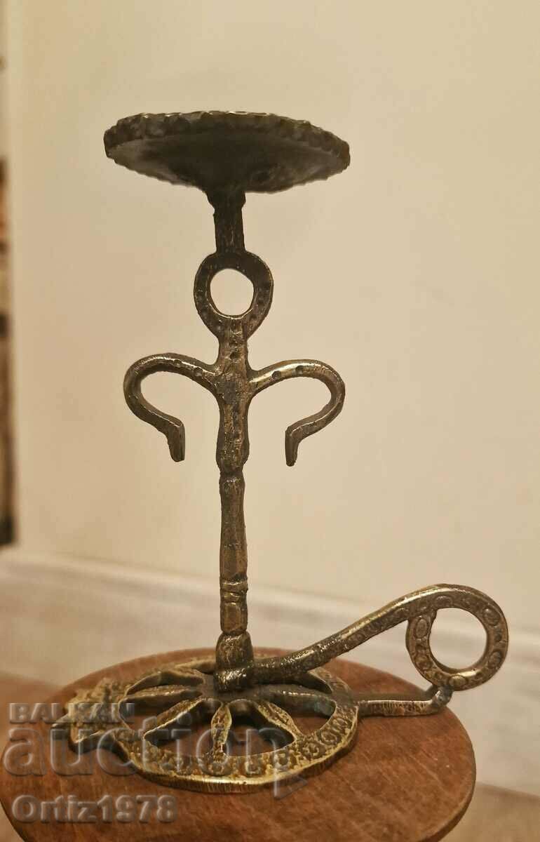 Wrought Pagan Candlestick, Brass. - 6 Wrought Pagan Candlestick, Brass. - 6