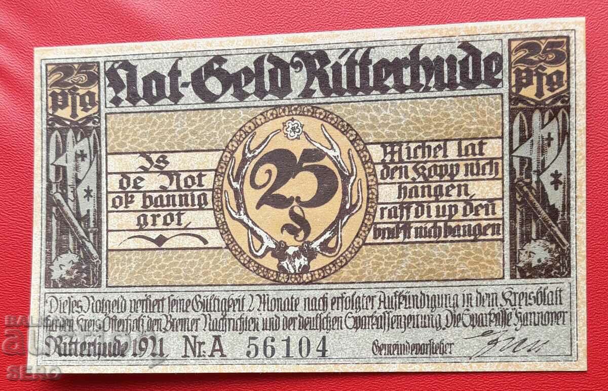 Банкнота-Германия-Саксония-Ритерхюде-25 пфенига 1921