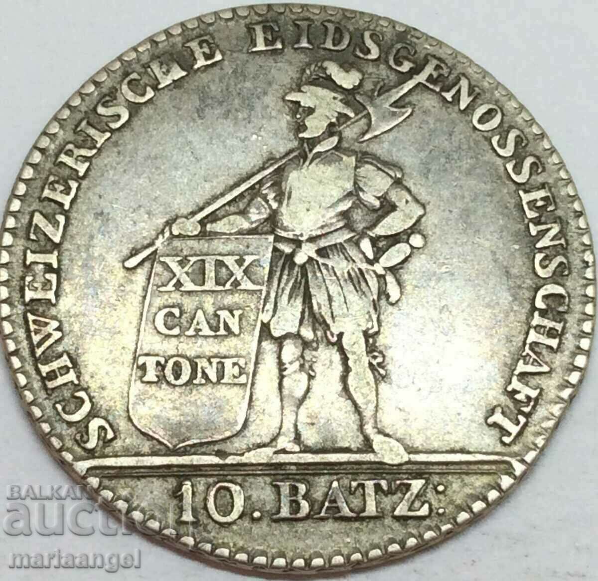 Швейцария 10 батцен 1812 кантон Люцерн сребро - рядка