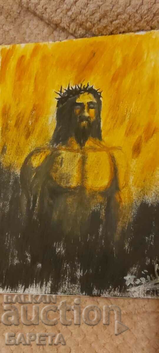 Oil painting "Jesus Christ from darkness to light"