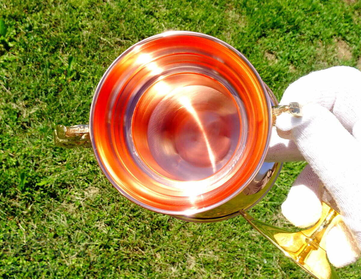 Copper jug, amphora, vase with gilded lid, crystal. - 6 Copper jug, amphora, vase with gilded lid, crystal. - 6