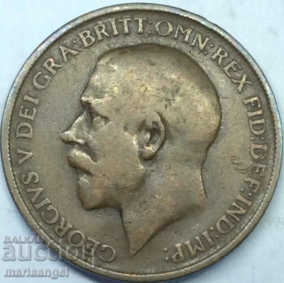 Великобритания 1 пени 1911 Джордж V 30мм бронз