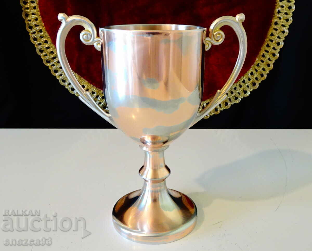 Auction  Copper wine glass, on a stand, two handles, baroque