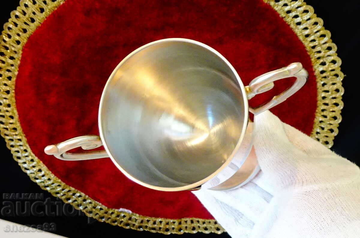 Copper wine glass, on a stand, two handles, baroque - 6