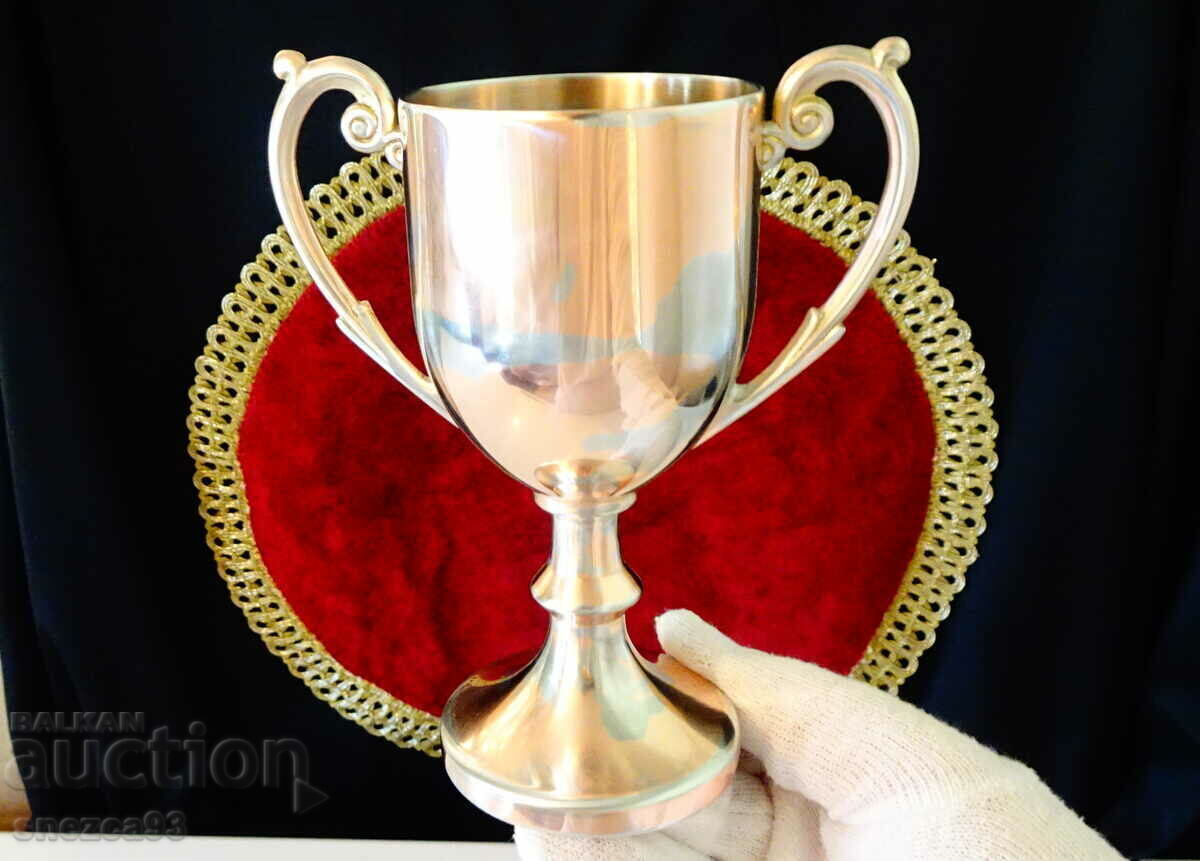 Copper wine glass, on a stand, two handles, baroque - 7