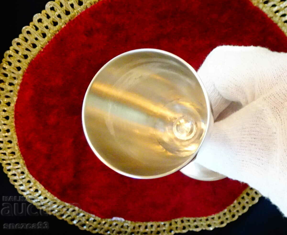 1850 WMF silver plated wine glasses, running ostrich. - 5 1850 WMF silver plated wine glasses, running ostrich. - 5