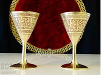 Bronze brandy glasses, ornaments, cellular enamel.