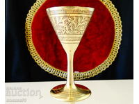 Bronze glass for brandy, ornaments, cellular enamel.