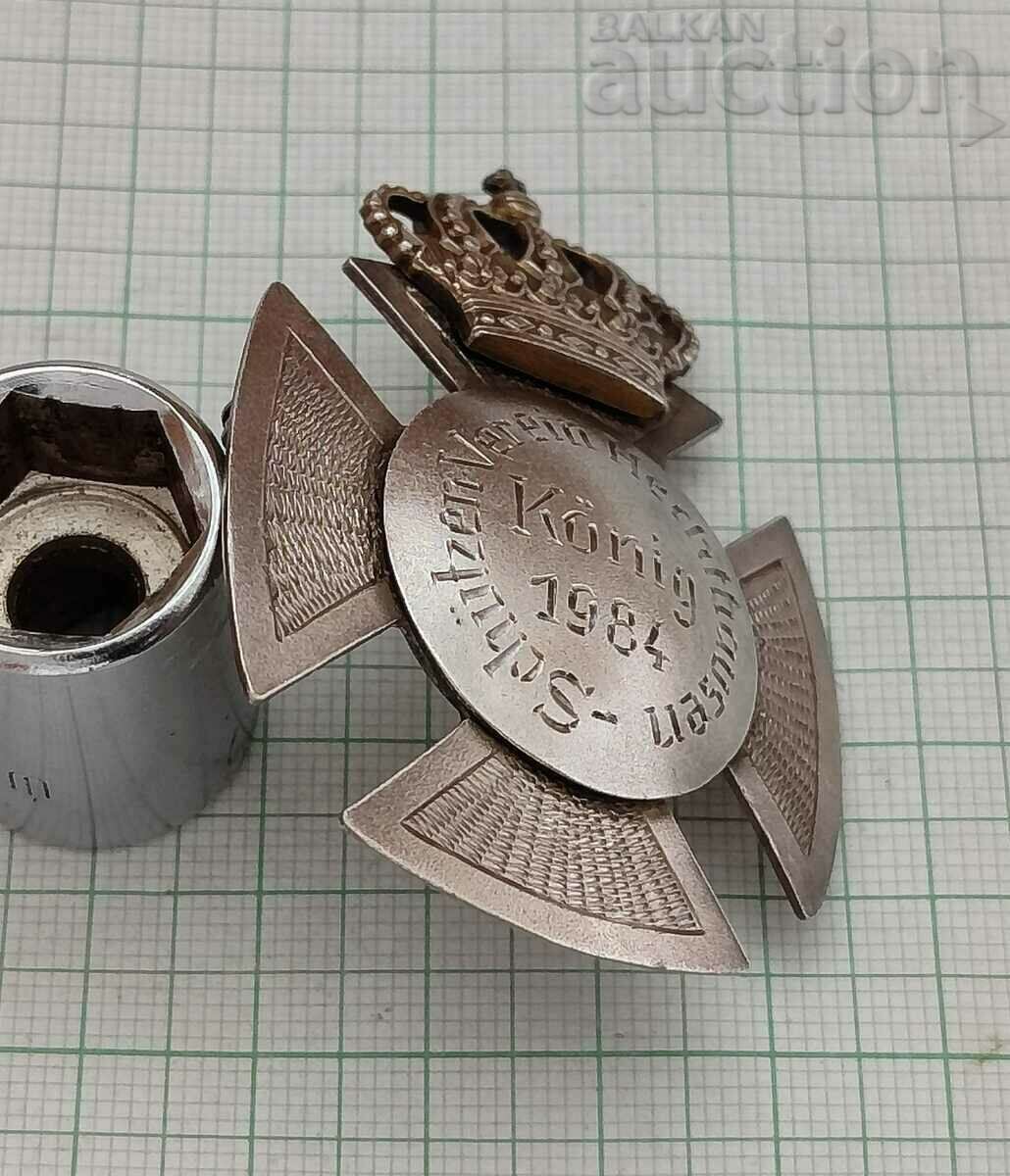 SCHUTZEN VEREIN KONIG SHOOTING CLUB 1984 SILVER BADGE with price 77.00 BGN | € 39.37 SCHUTZEN VEREIN KONIG SHOOTING CLUB 1984 SILVER BADGE with price 77.00 BGN | € 39.37